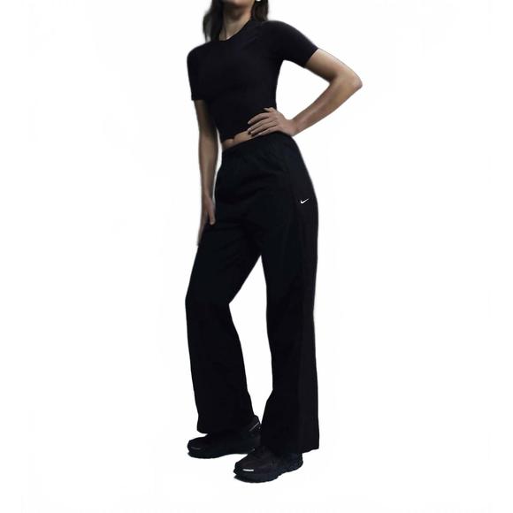 NEW NIKE women's high waisted woven open hem pants in black - Picture 1 of 2